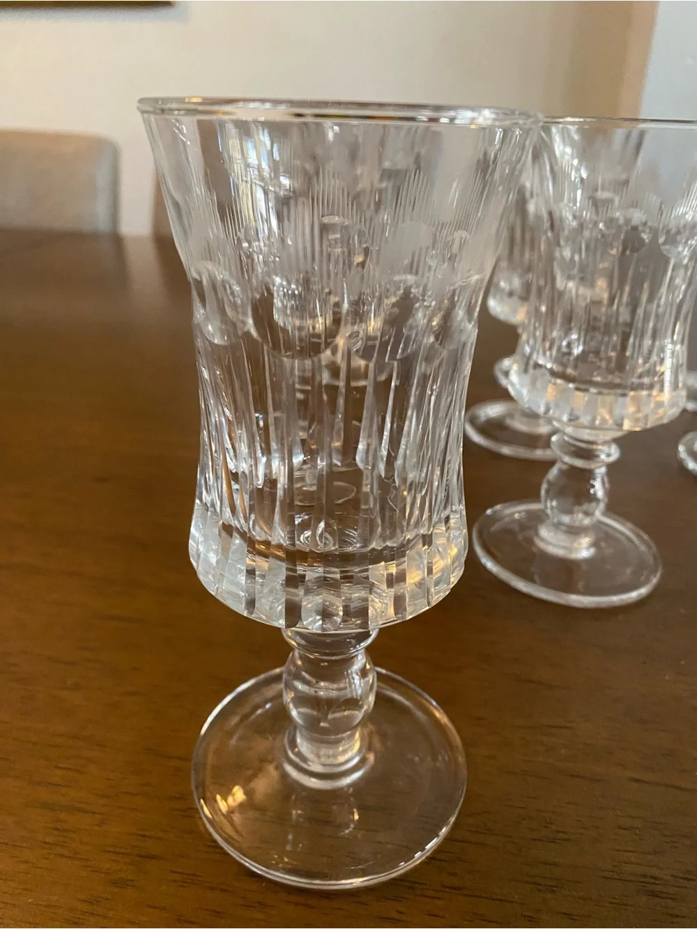 Vintage Cut Goblet Glasses - Clear Stemware from Italy